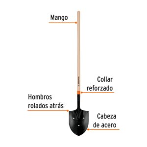 Alternative view of Pala irrigación T-2000 3 perforaciones mango largo 45'