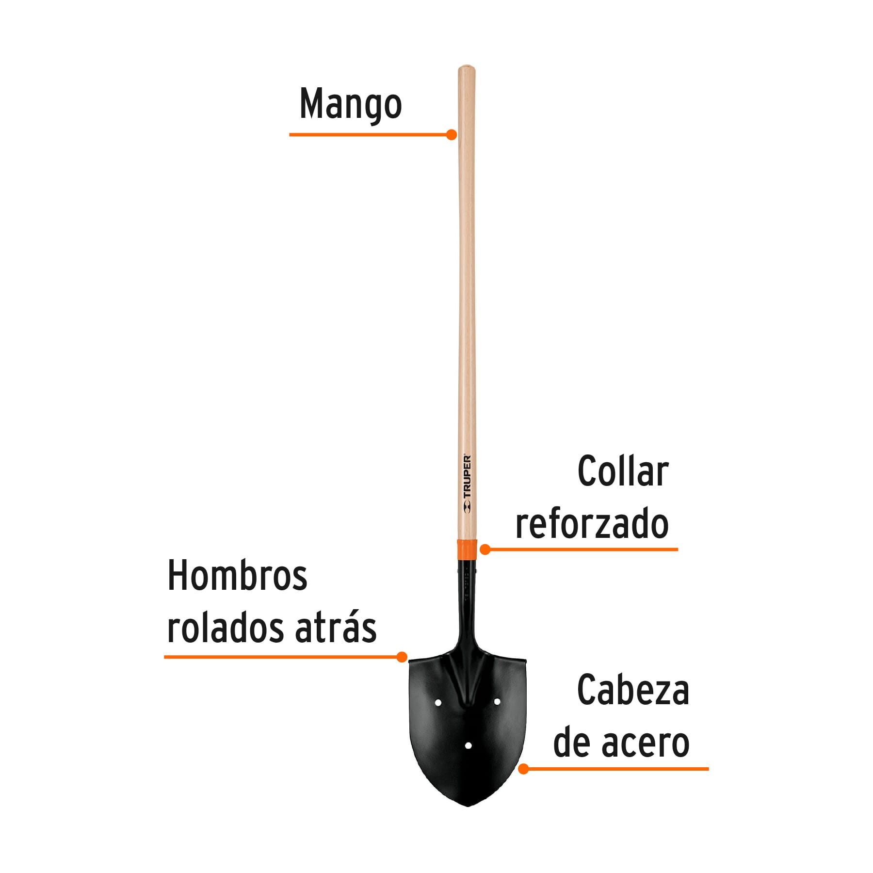 Pala irrigación T-2000 3 perforaciones mango largo 45' - Imagen 2