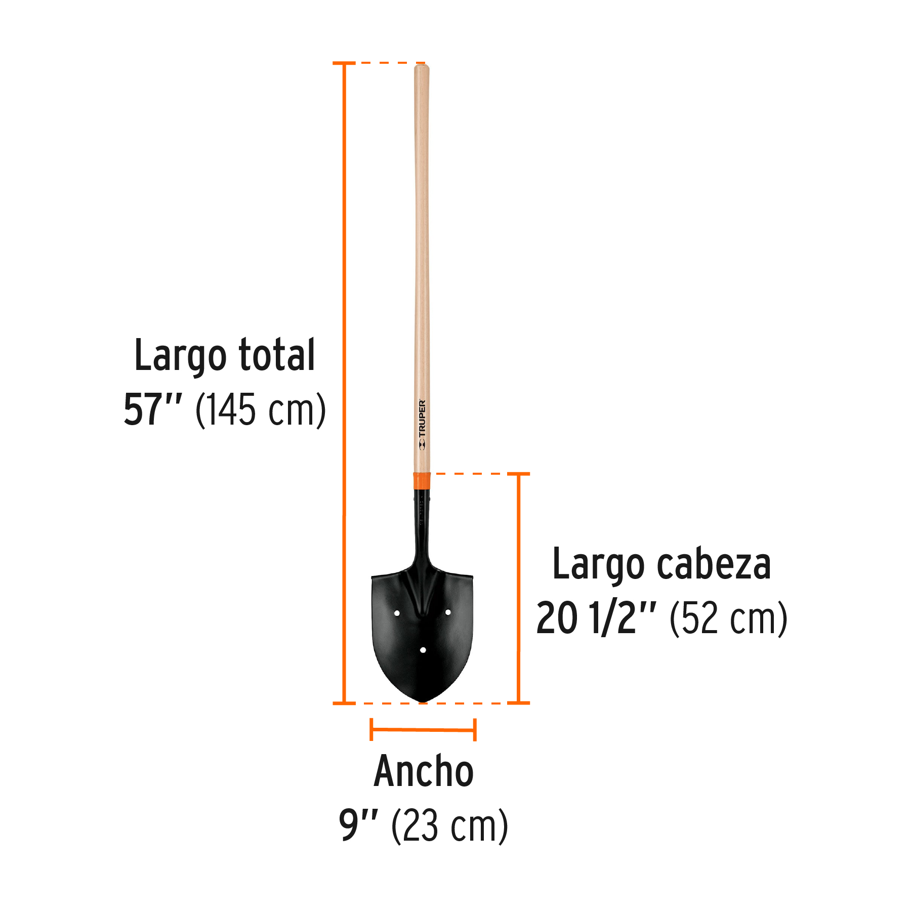 Pala irrigación T-2000 3 perforaciones mango largo 45' - Imagen 3
