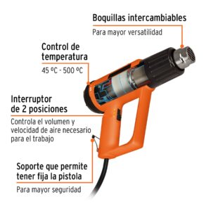 Alternative view of Pistola de calor 2000W con 9 accesorios, TRUPER PRO
