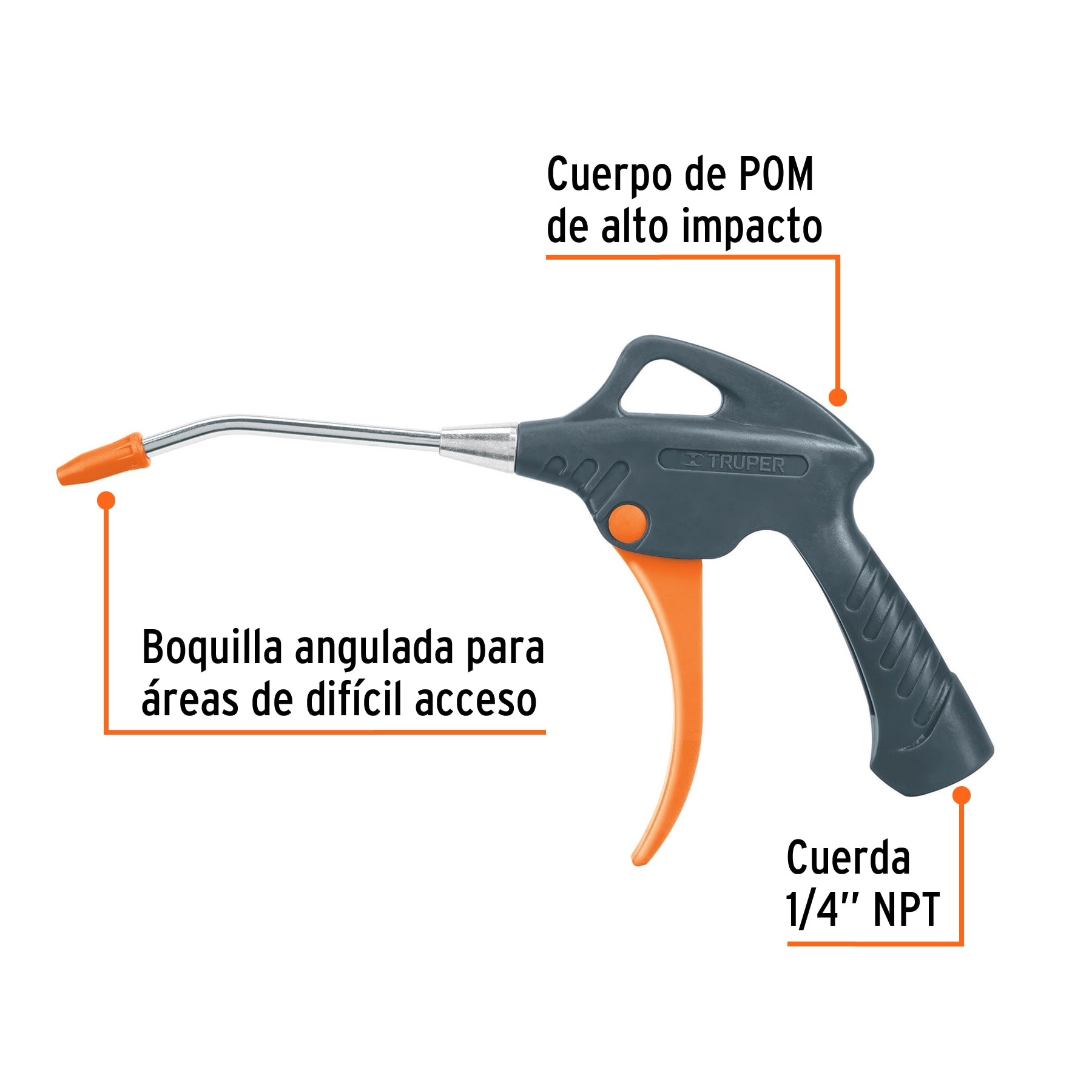 Pistola plástica para sopletear, cuerpo de POM, TRUPER - Imagen 2