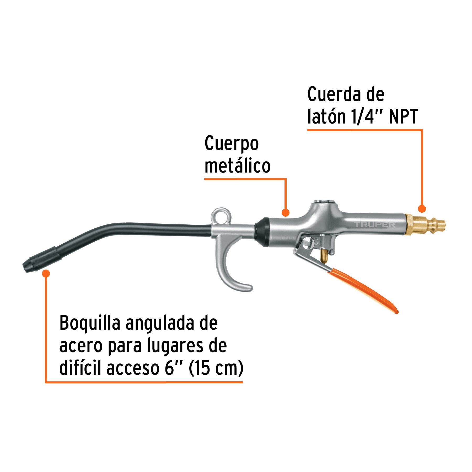 Pistola metálica para sopletear con gancho, TRUPER - Imagen 2