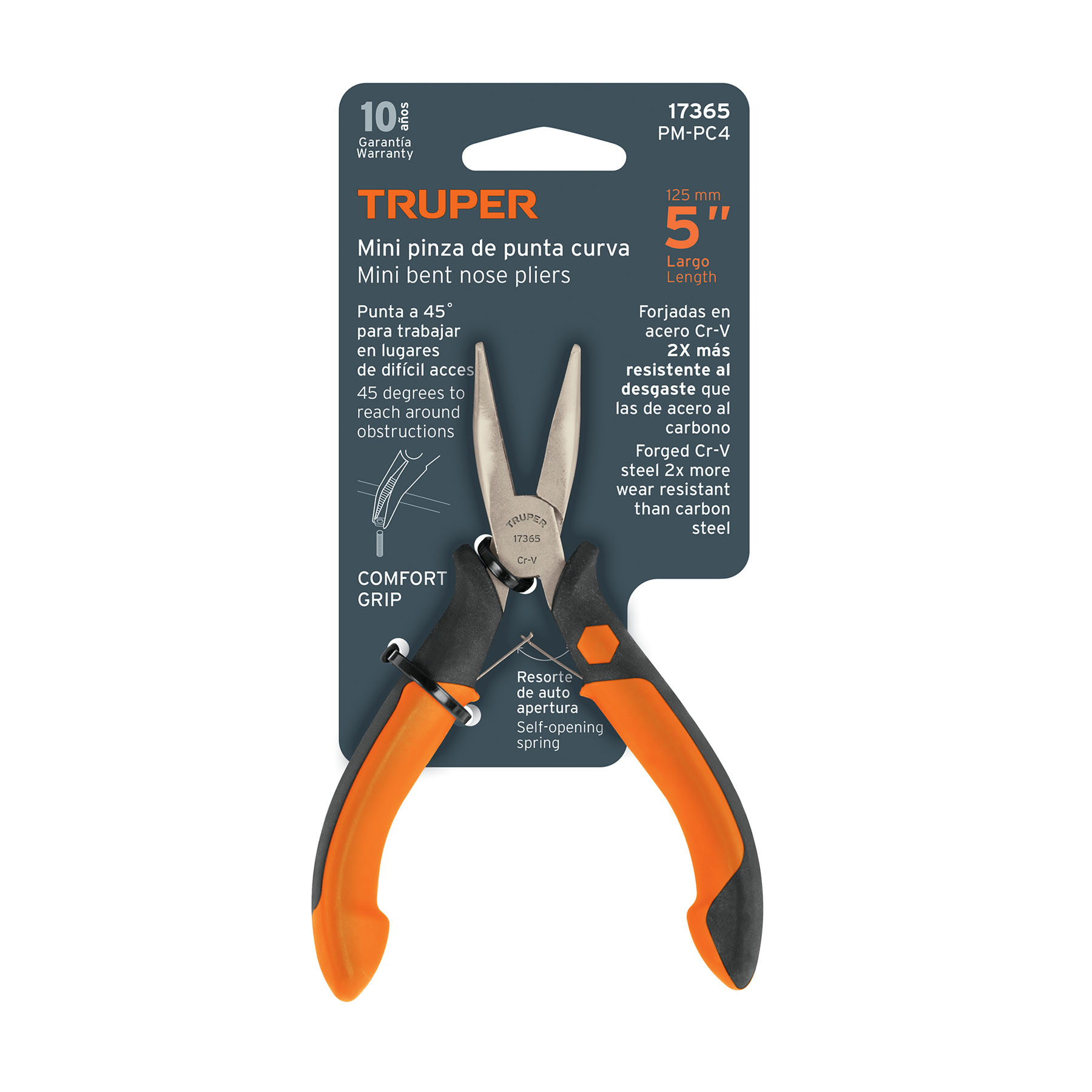 Mini pinza de punta curva 5' mango Comfort Grip, TRUPER - Imagen 4