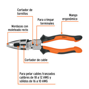 Alternative view of Pinza multiuso 9' electricista, comfort grip, TRUPER EXPERT