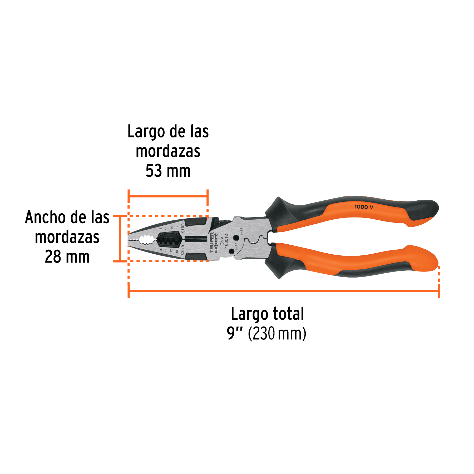 Pinza multiuso 9' electricista, comfort grip, TRUPER EXPERT - Imagen 3