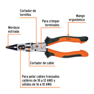 Alternative view of Pinza multiuso 8' punta larga, comfort grip, TRUPER expert