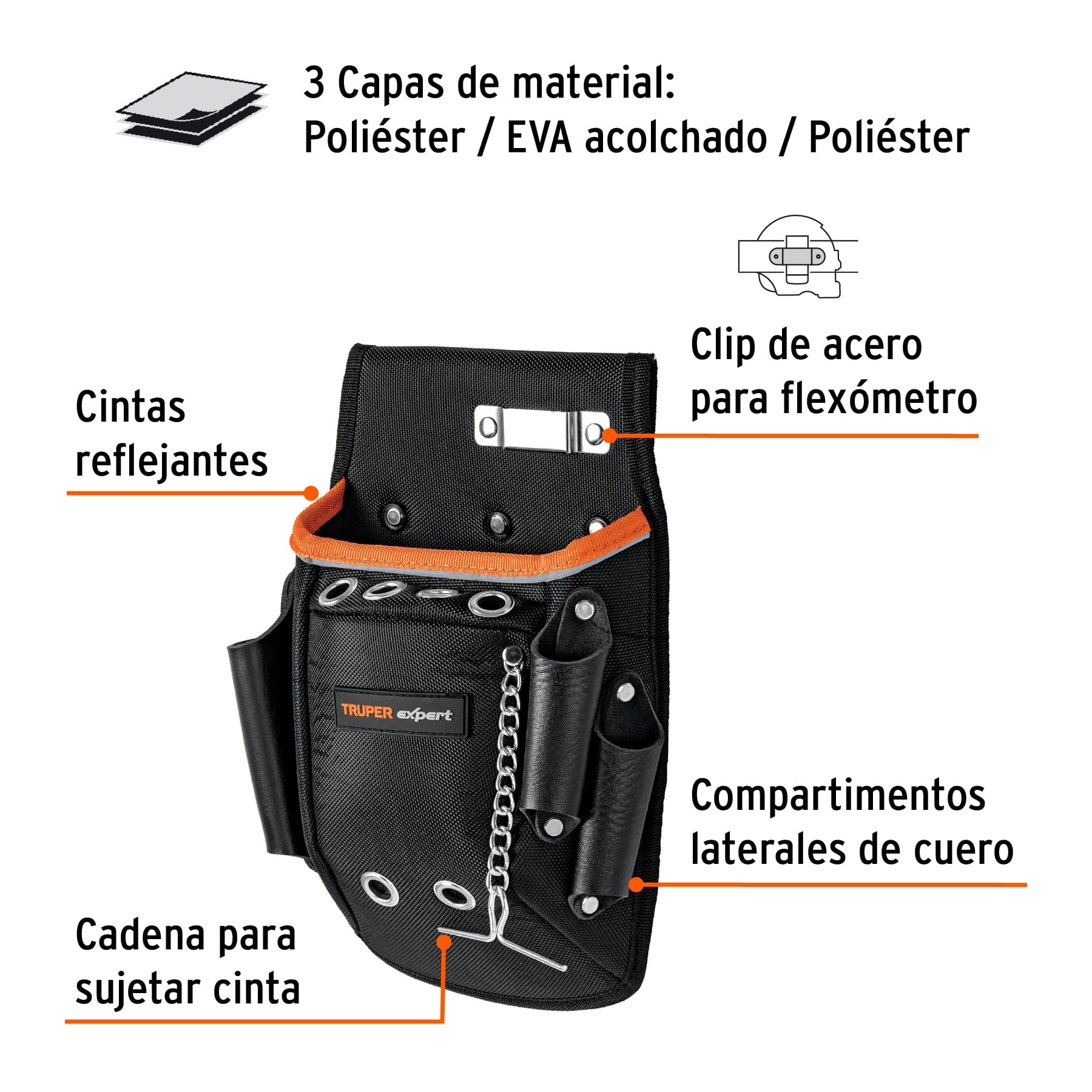 Porta herramientas de poliéster, 10 compartimentos, EXPERT - Imagen 2