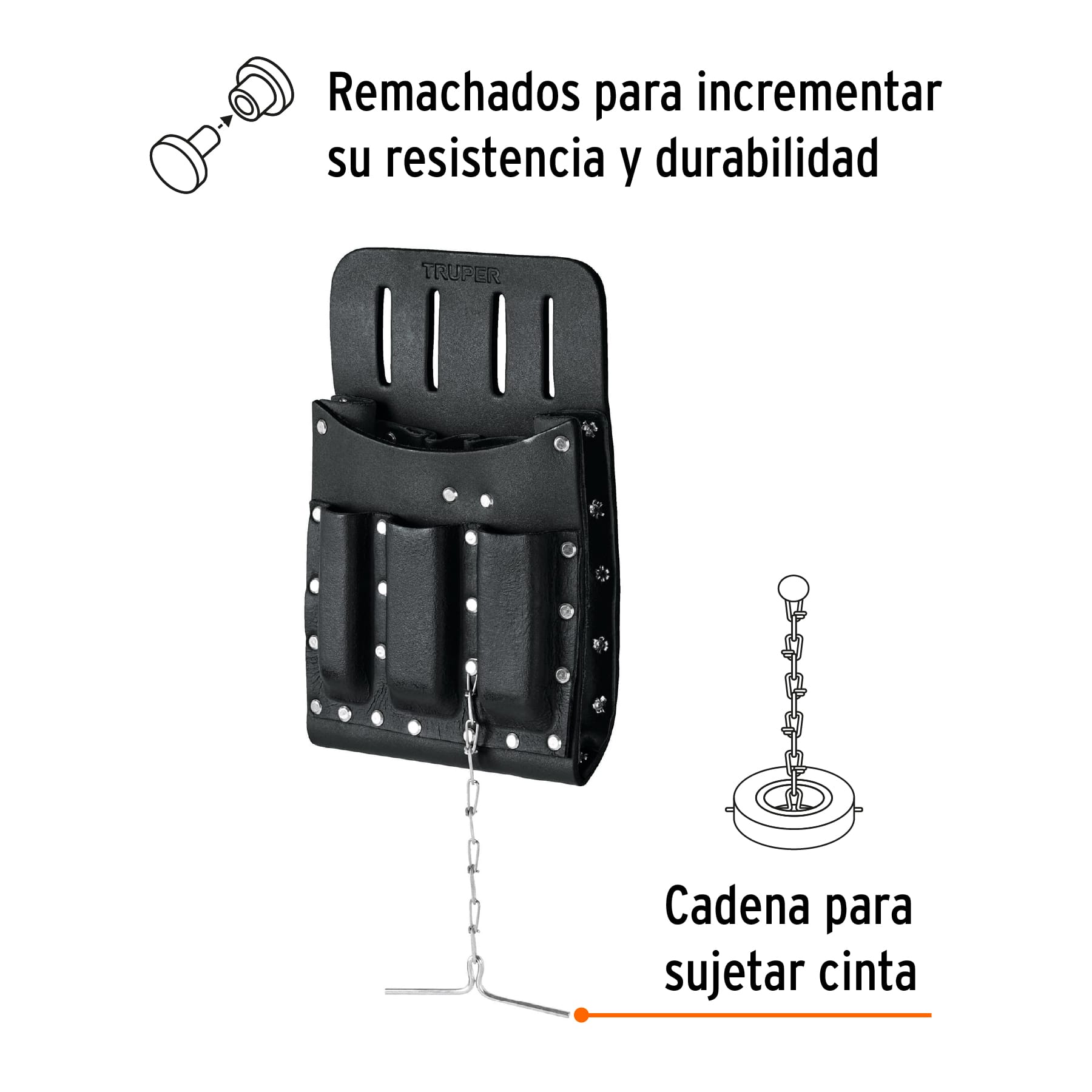 Porta herramientas de cuero con 11 compartimentos, TRUPER - Imagen 2