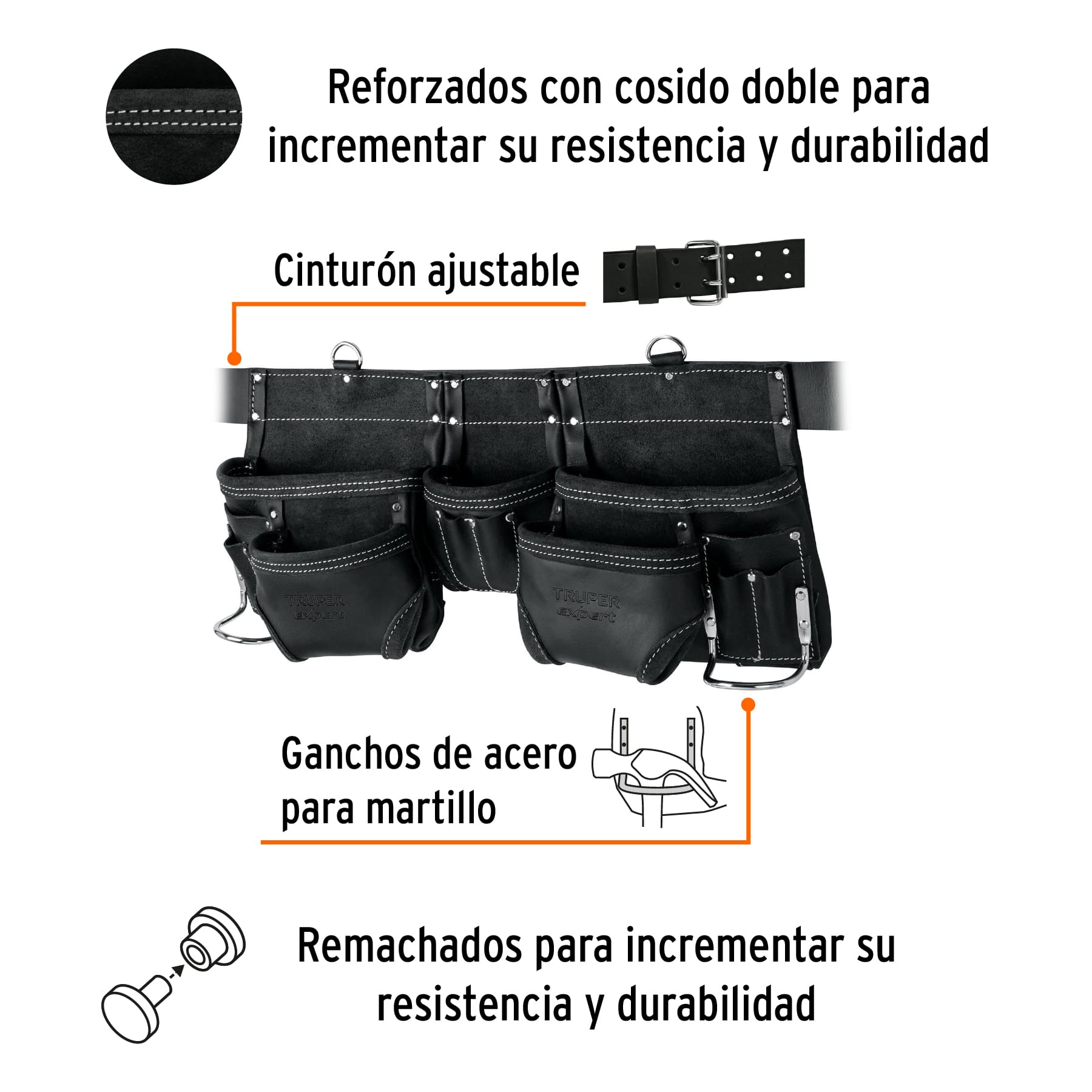 Porta herramientas de carnaza, 15 compartimentos, EXPERT - Imagen 2