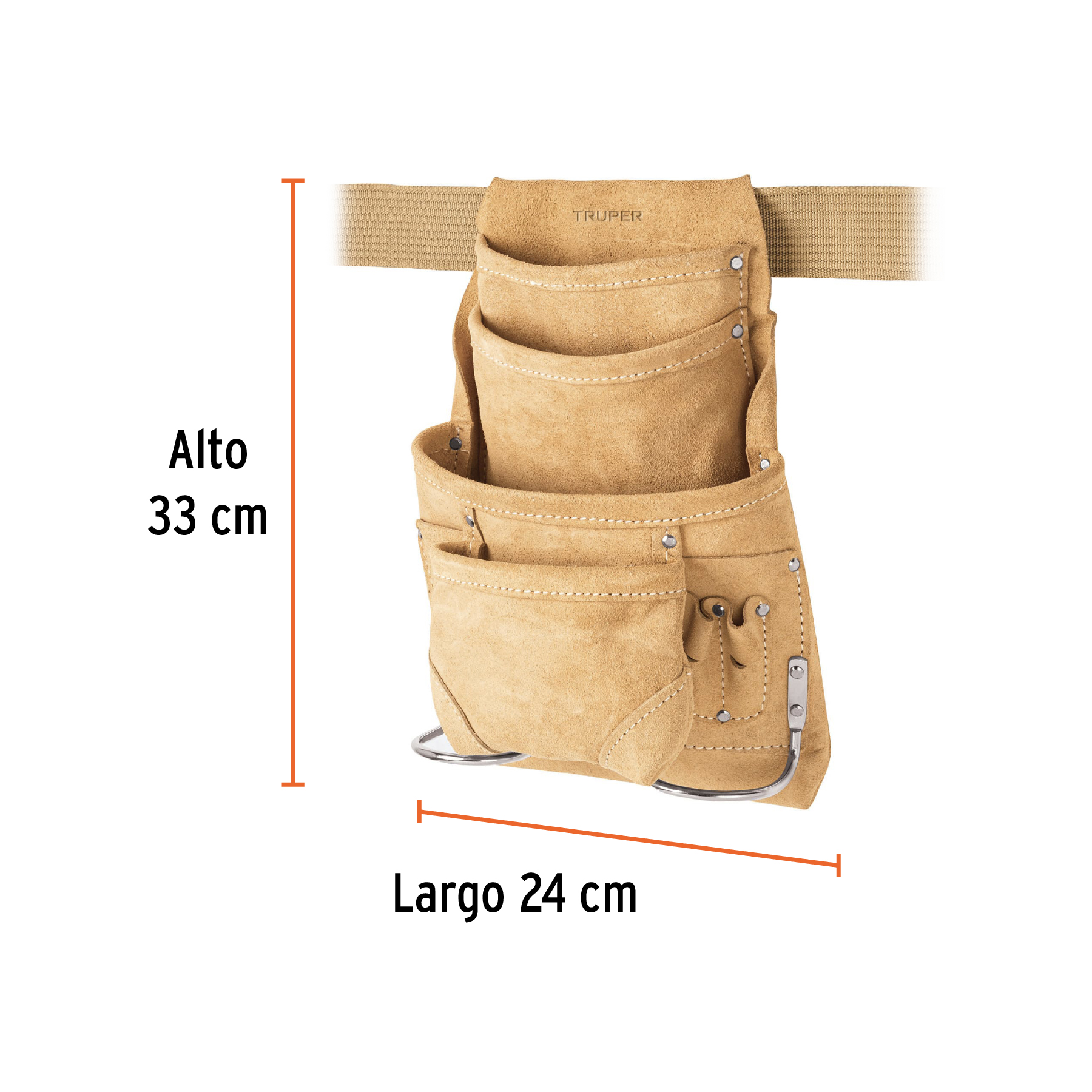 Porta herramientas de carnaza con 12 compartimentos, TRUPER - Imagen 3