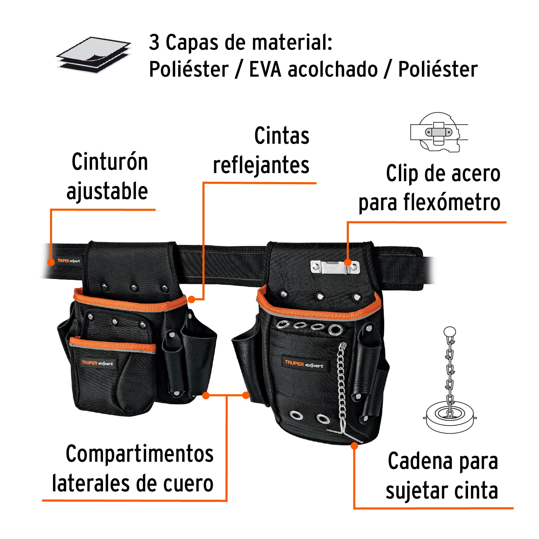 Porta herramientas de poliéster, 16 compartimentos, EXPERT - Imagen 3