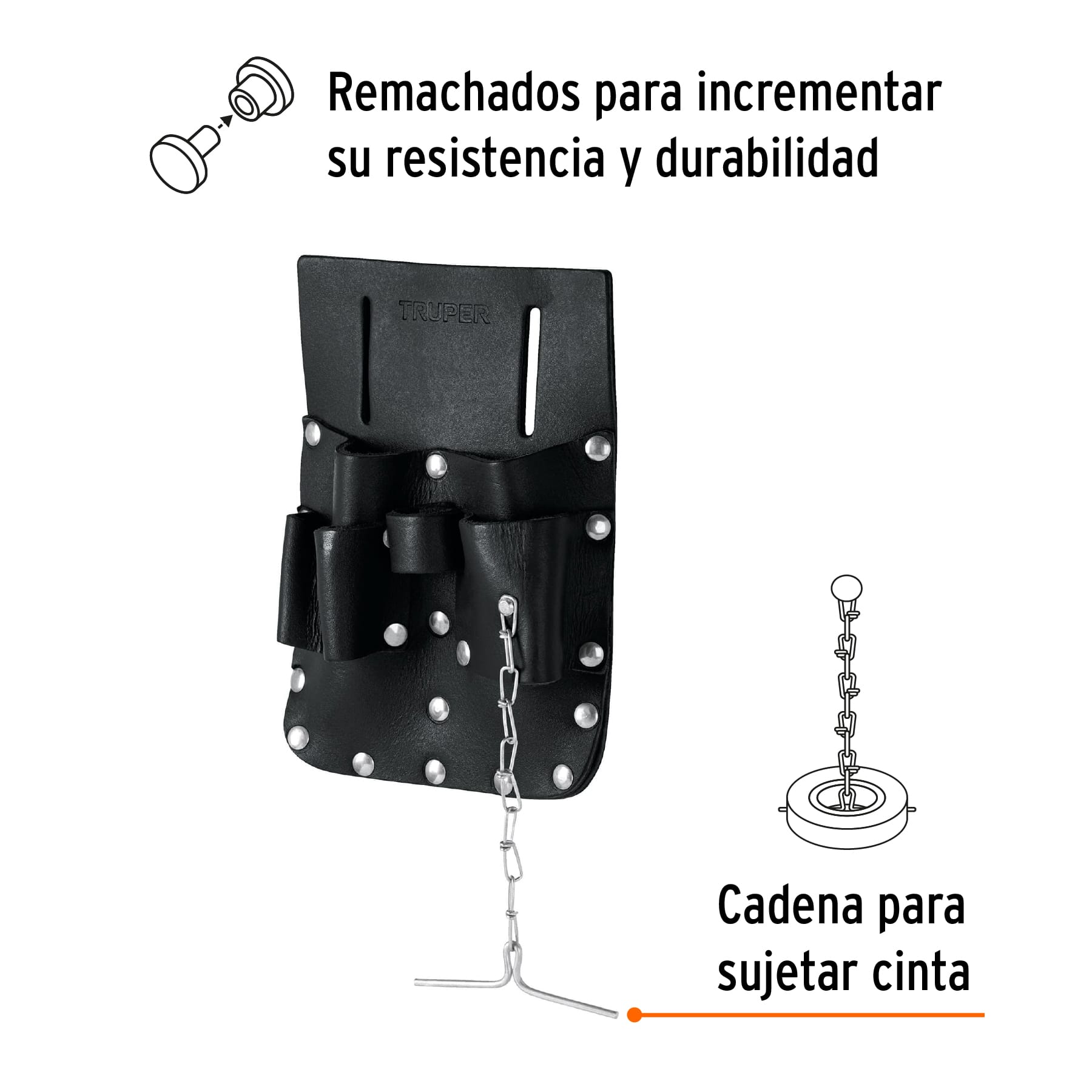 Porta herramientas de cuero con 7 compartimentos, TRUPER - Imagen 2