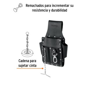 Alternative view of Porta herramientas grande de cuero, 7 compartimentos, TRUPER