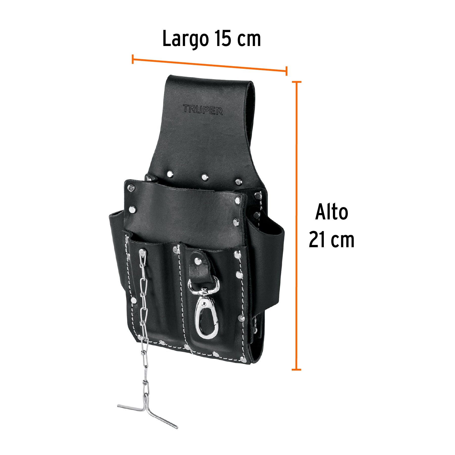 Porta herramientas grande de cuero, 7 compartimentos, TRUPER - Imagen 3
