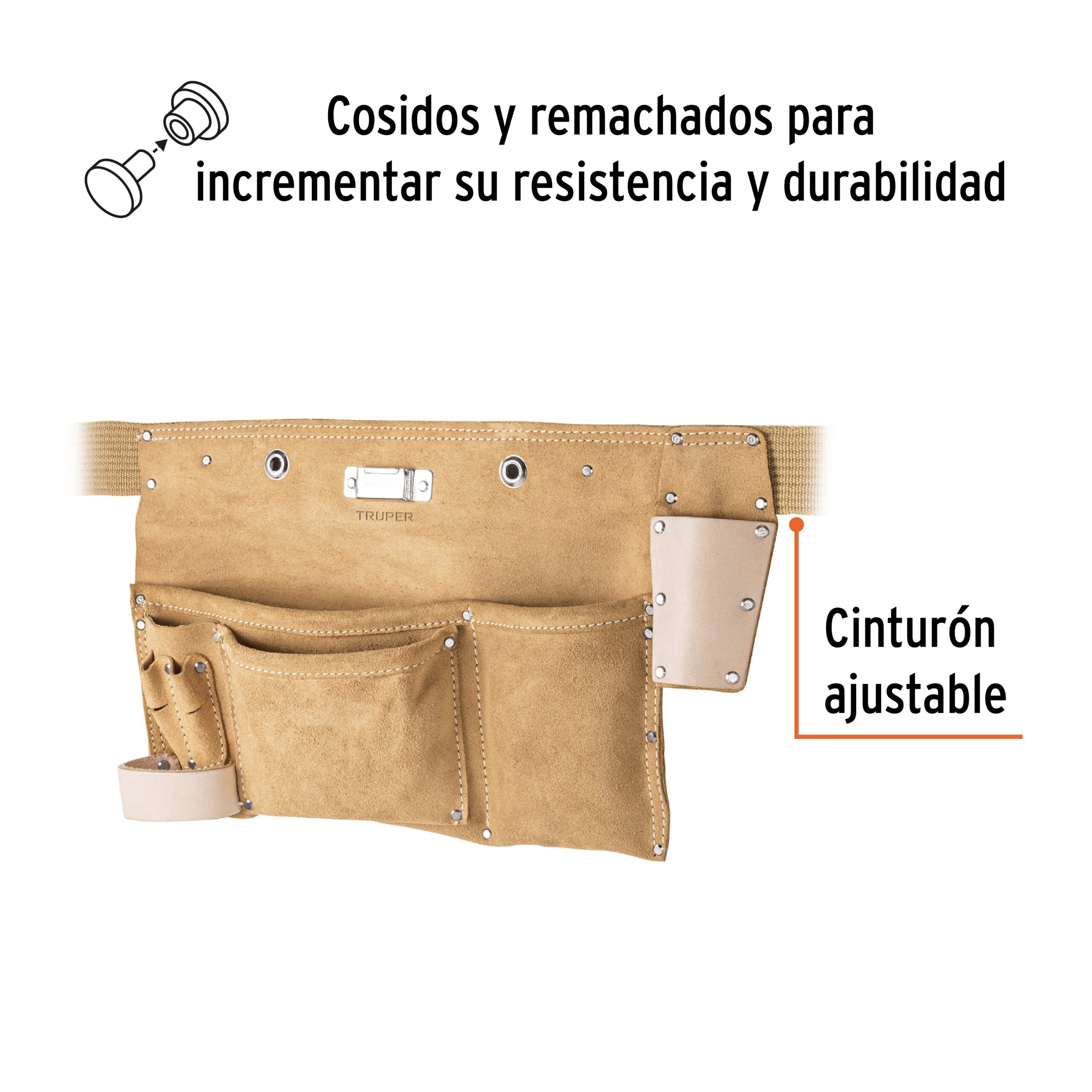Porta herramientas de carnaza con 9 compartimentos, TRUPER - Imagen 2