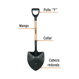 Alternative view of Pala redonda T-1000 tipo español, puño 'Y', TRUPER