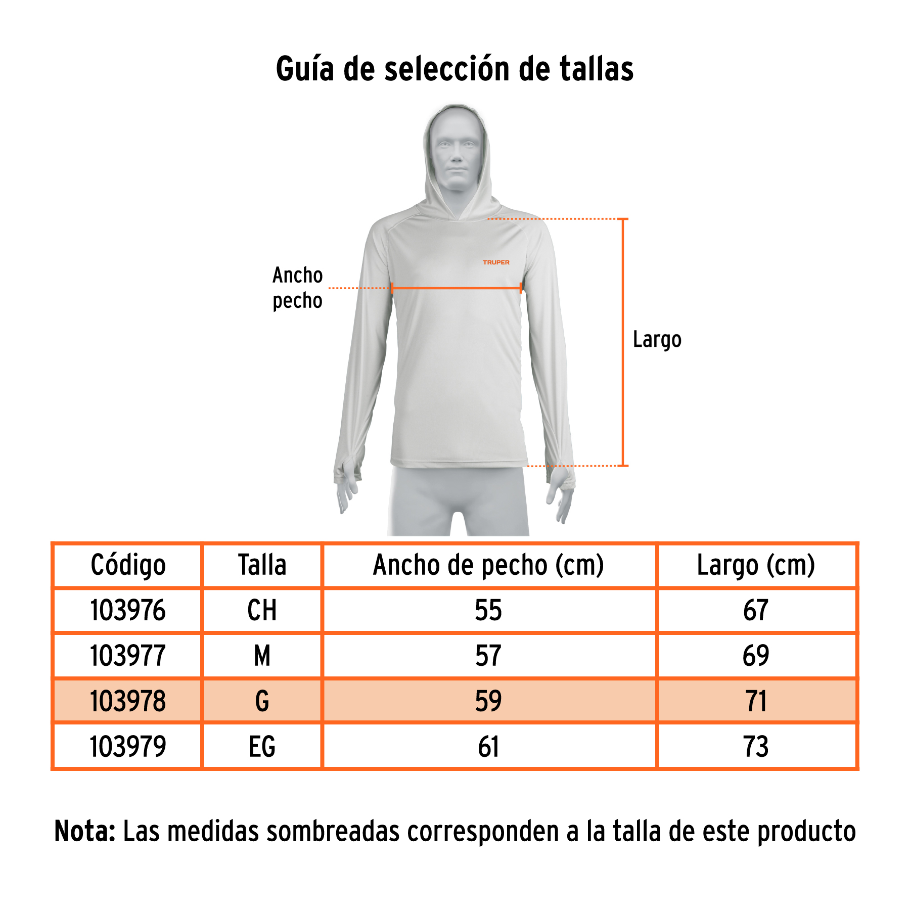 Playera protección solar, manga larga, hombre, EG, TRUPER - Imagen 4