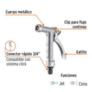 Alternative view of Pistola metálica para riego, 2 funciones, TRUPER