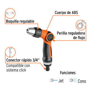 Alternative view of Pistola para riego 2 funciones plástica, boquilla regulable