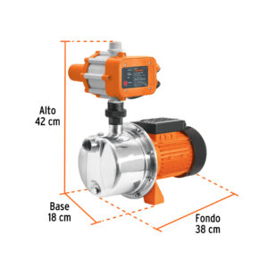 Bomba presurizadora jet acero 1 HP con control, TRUPER - Imagen 3