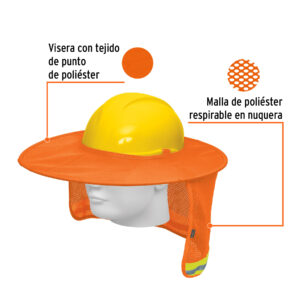 Alternative view of Protector solar plegable para casco, naranja con reflejante