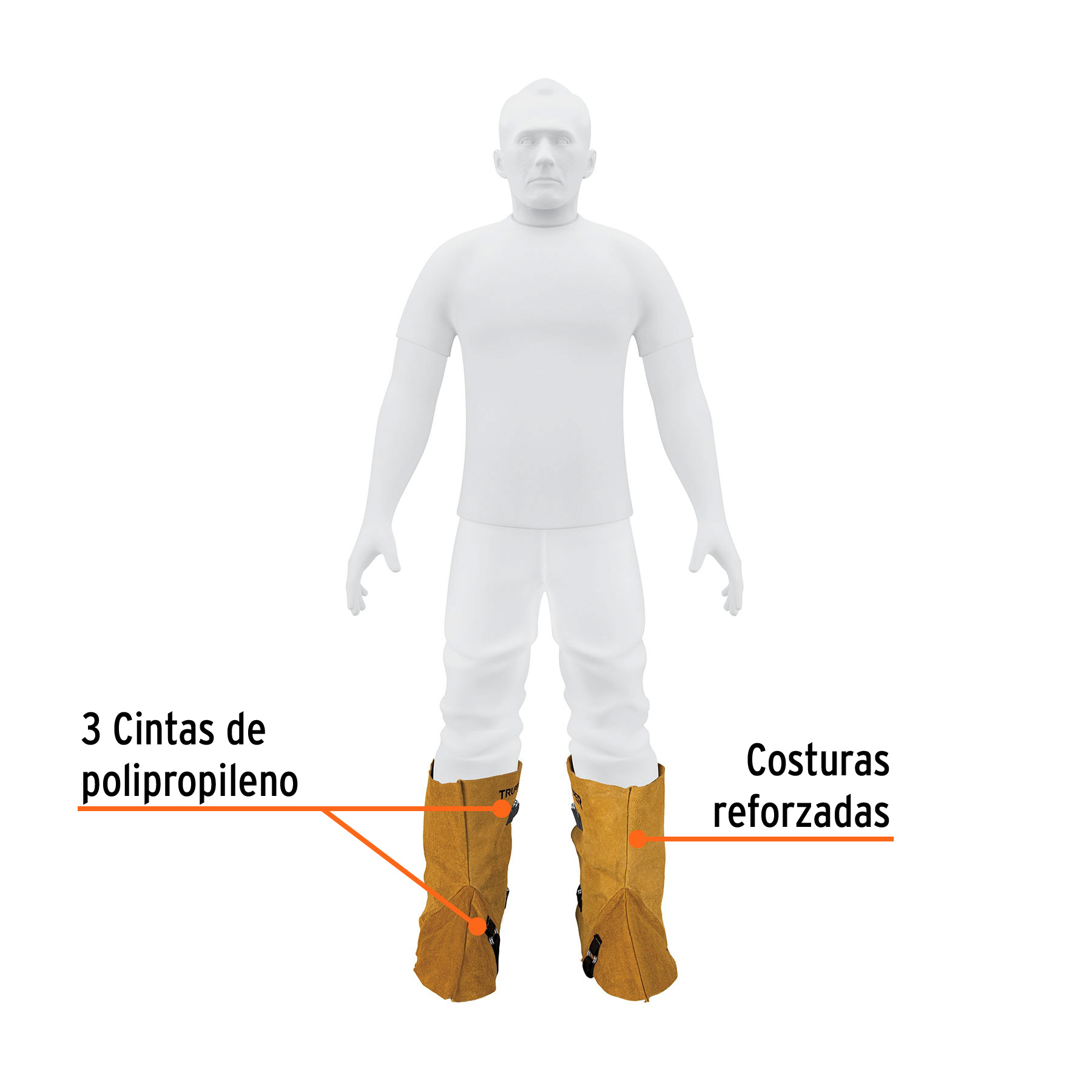 Protección para soldar, polainas de carnaza, TRUPER - Imagen 2