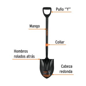 Alternative view of Pala redonda T-2000, puño 'Y' mango fibra de vidrio, TRUPER