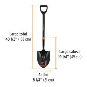 Pala redonda T-2000, puño 'Y' mango fibra de vidrio, TRUPER - Imagen 3