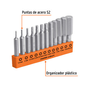 Juego de 12 puntas hexagonales mm largo 2', EXPERT - Imagen 3
