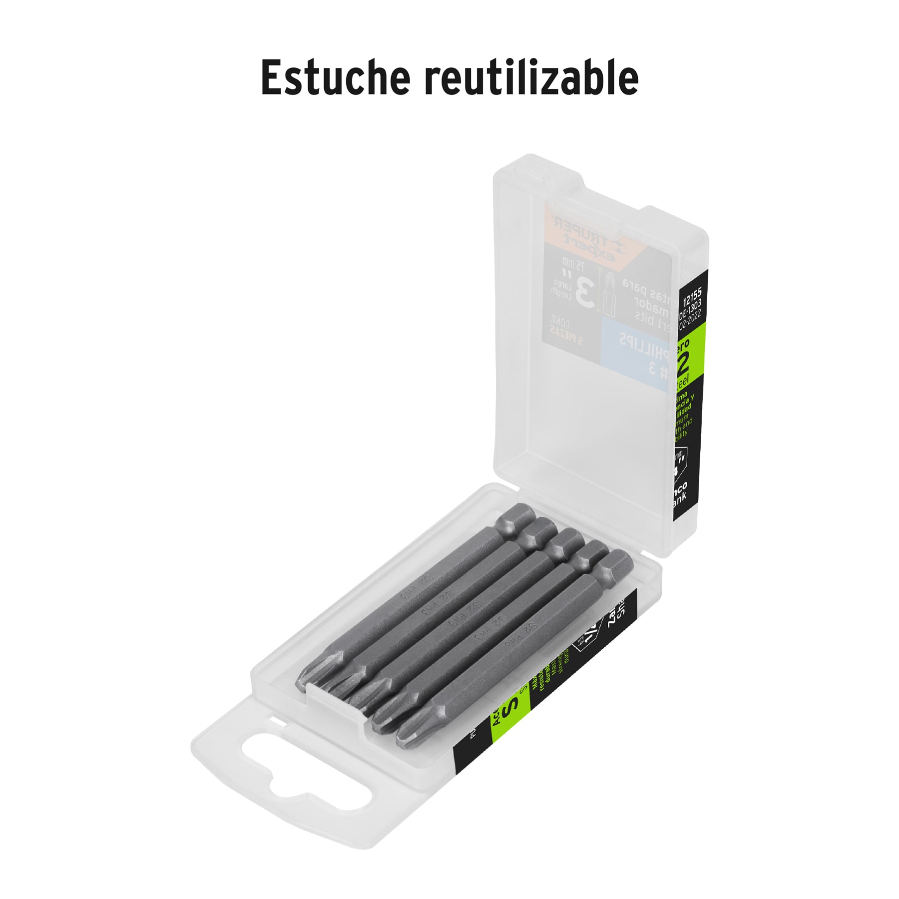 Estuche con 5 puntas de cruz PH3 largo 3', TRUPER EXPERT - Imagen 4