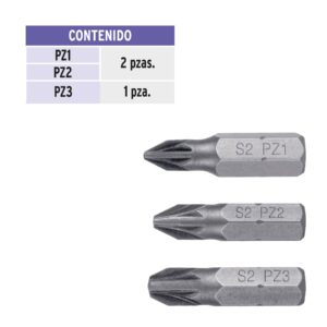 Alternative view of Estuche con 5 puntas pozidriv combinadas largo 1', EXPERT