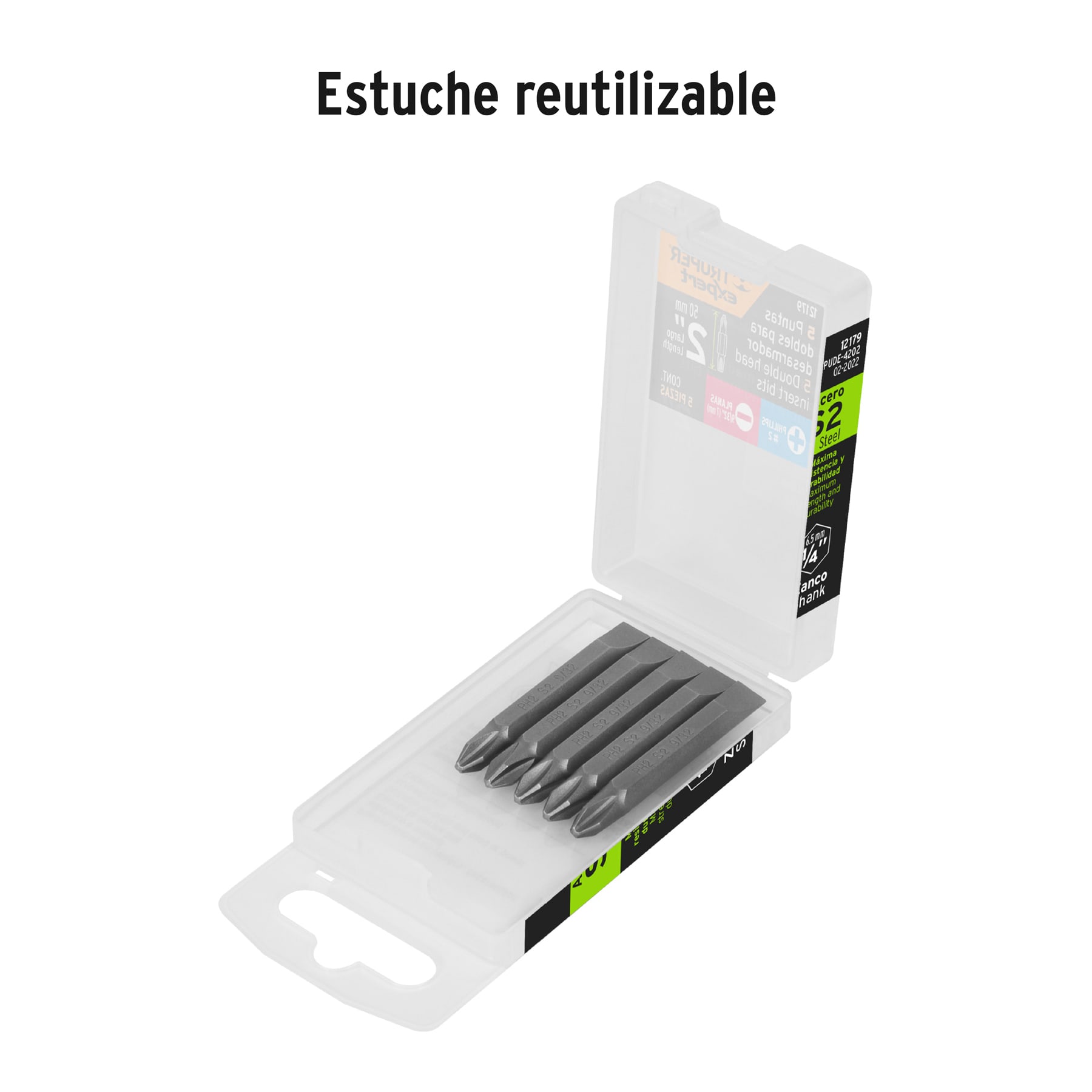 Estuche con 5 puntas dobles PH2 y 9/32' largo 2', EXPERT - Imagen 4