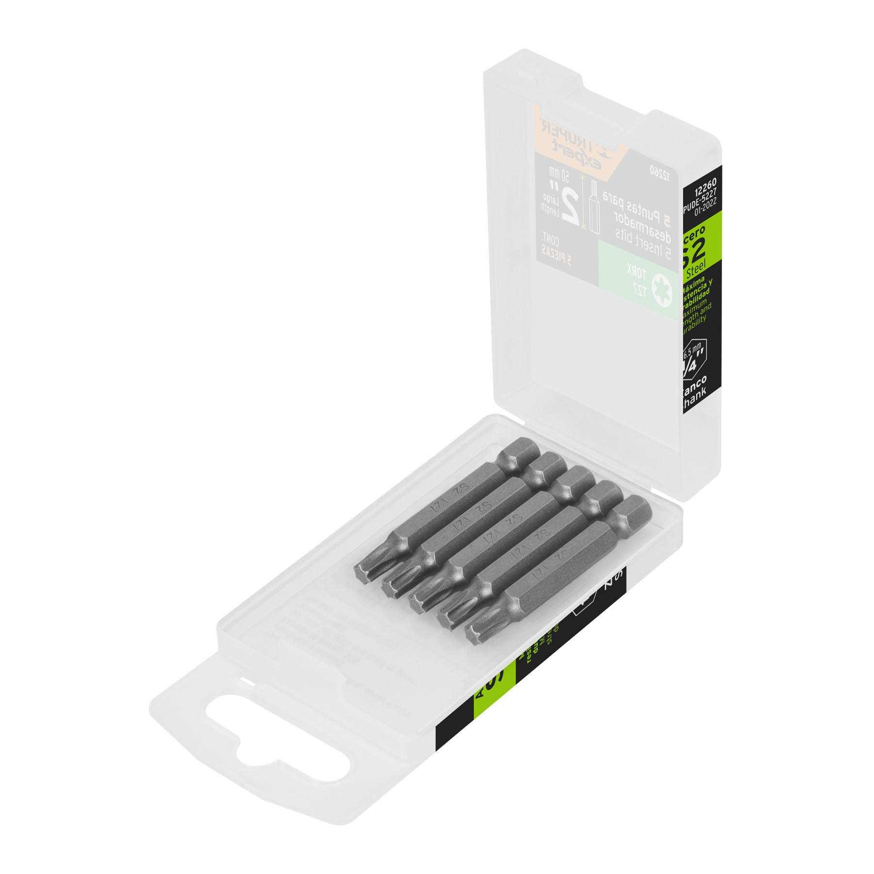 Estuche con 5 puntas torx T27 largo 2', TRUPER EXPERT