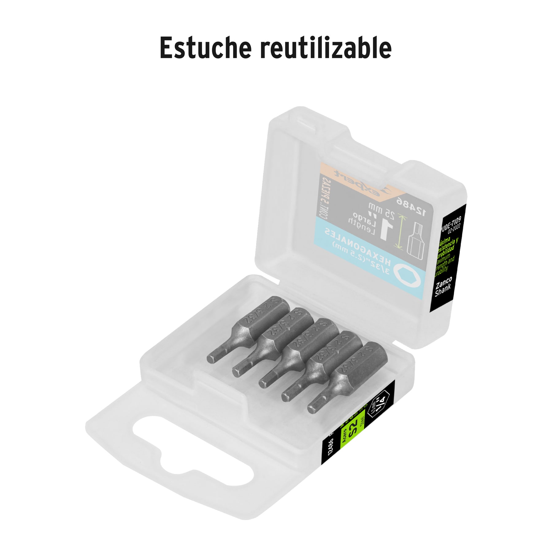 Estuche con 5 puntas hexagonales de 3/32mm largo 1', EXPERT - Imagen 4