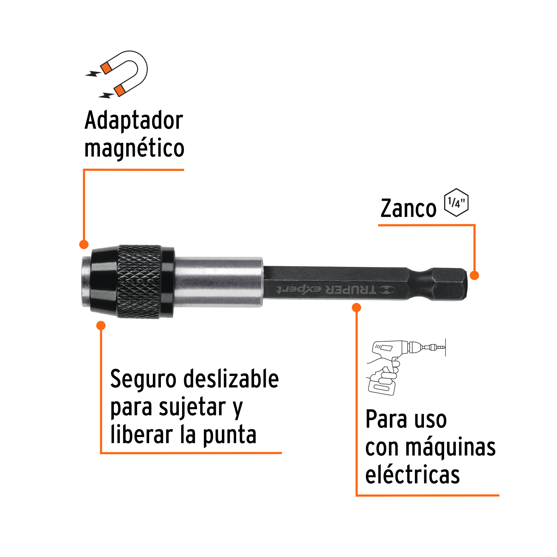 Extensión magnética 5', para puntas, cambio rápido, EXPERT - Imagen 2