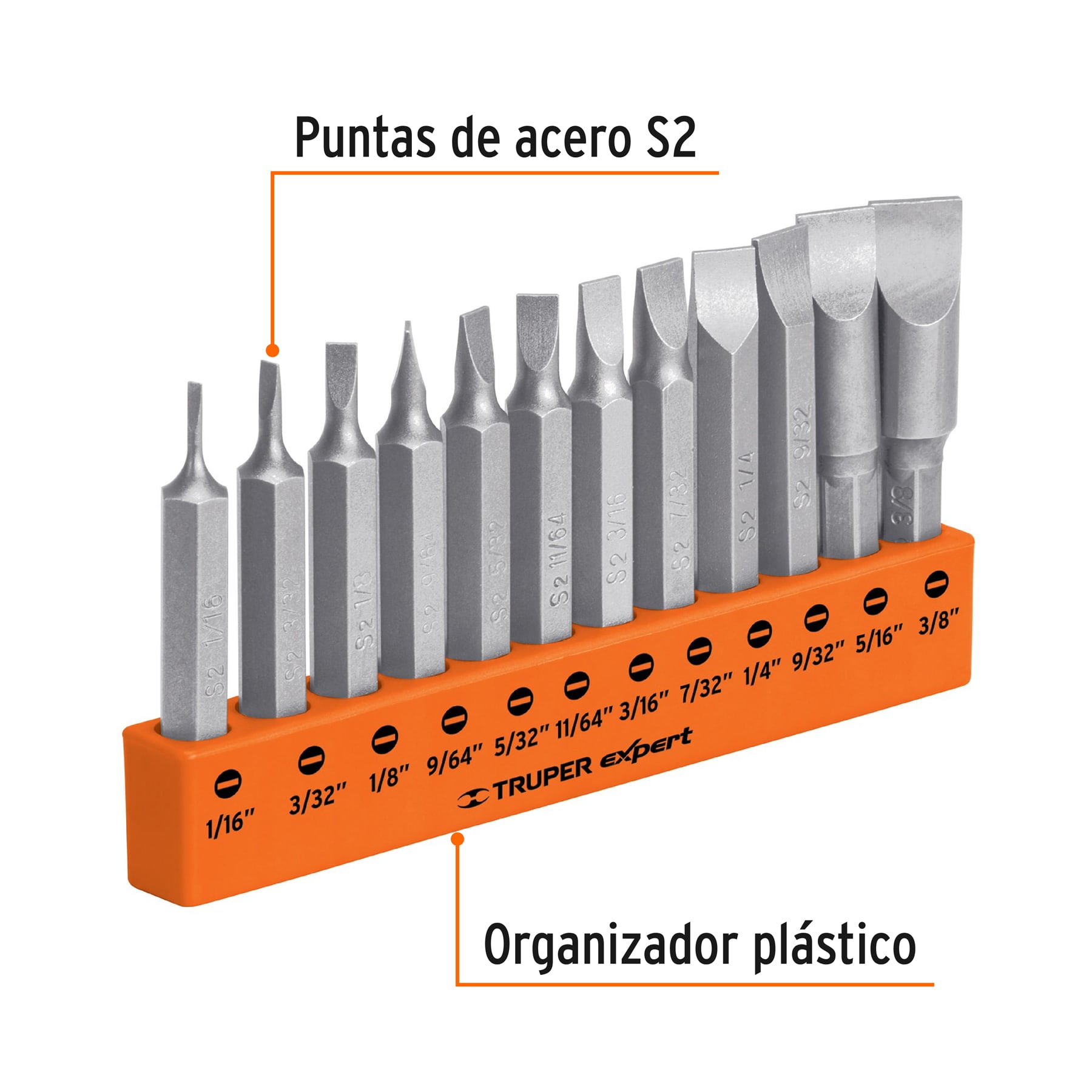 Juego de 12 puntas planas std combinadas largo 2', EXPERT - Imagen 2