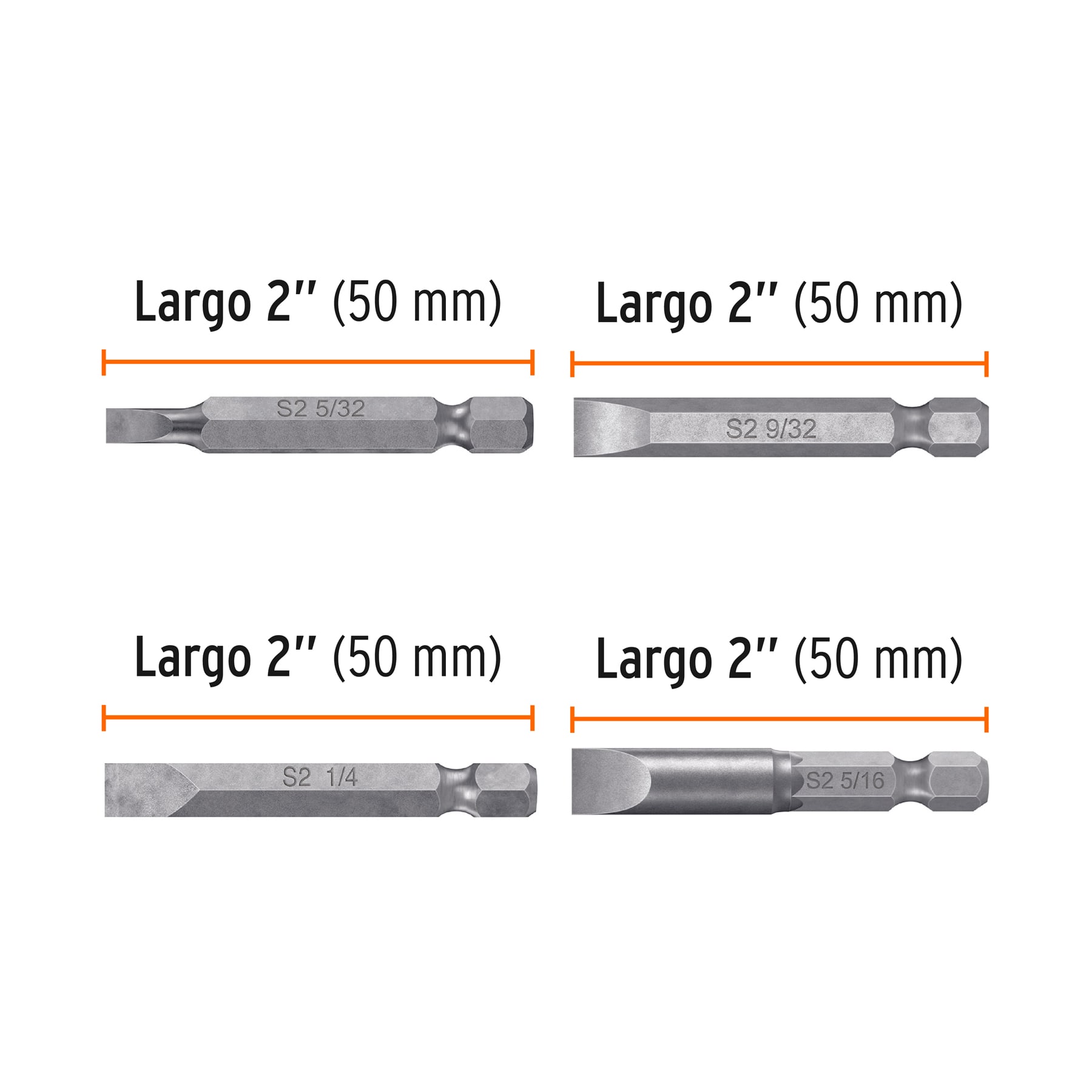 Estuche con 6 puntas planas combinadas largo 2', EXPERT - Imagen 3