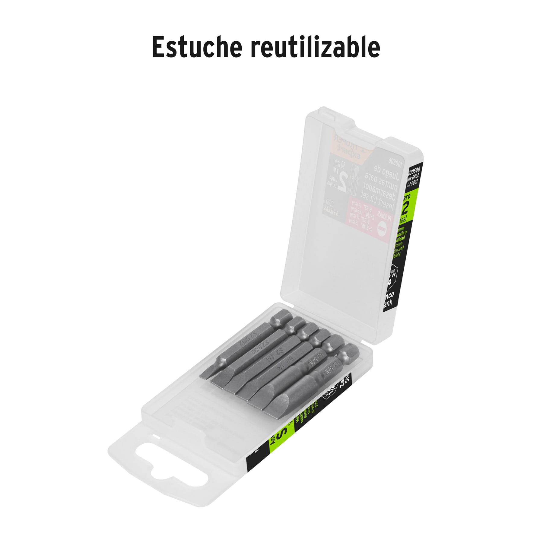 Estuche con 6 puntas planas combinadas largo 2', EXPERT - Imagen 4