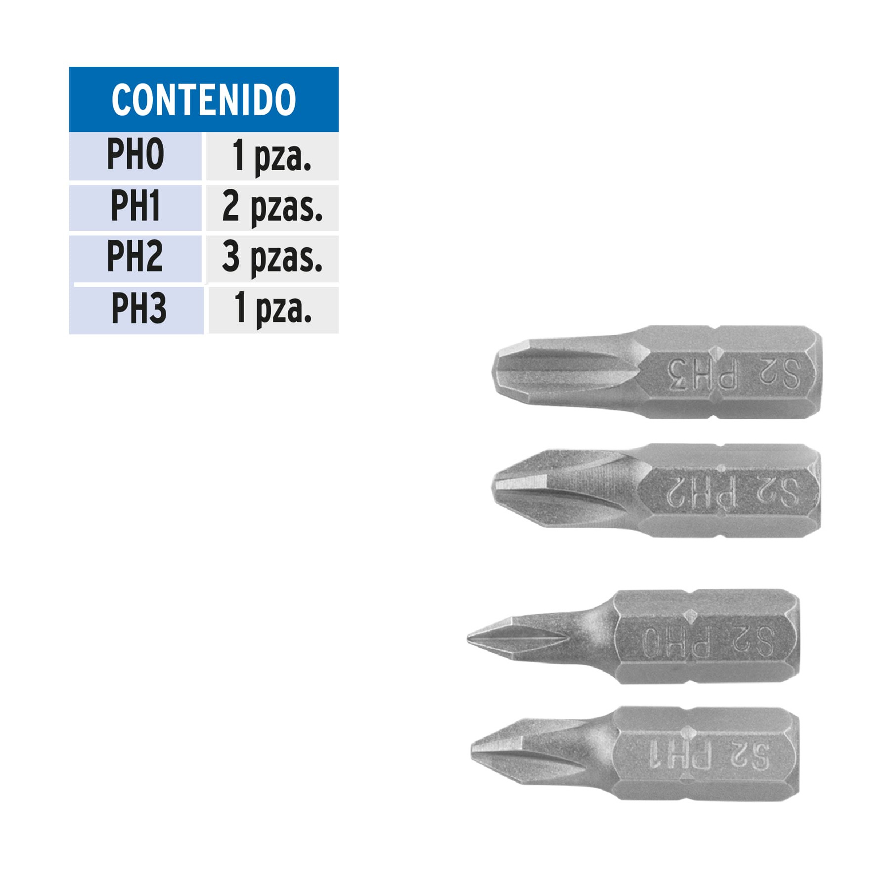 Estuche con 7 puntas de cruz combinadas largo 1', EXPERT - Imagen 2