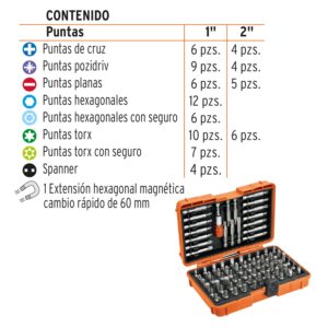 Juego de puntas mixtas 1' y 2', 80 piezas, TRUPER EXPERT - Imagen 3