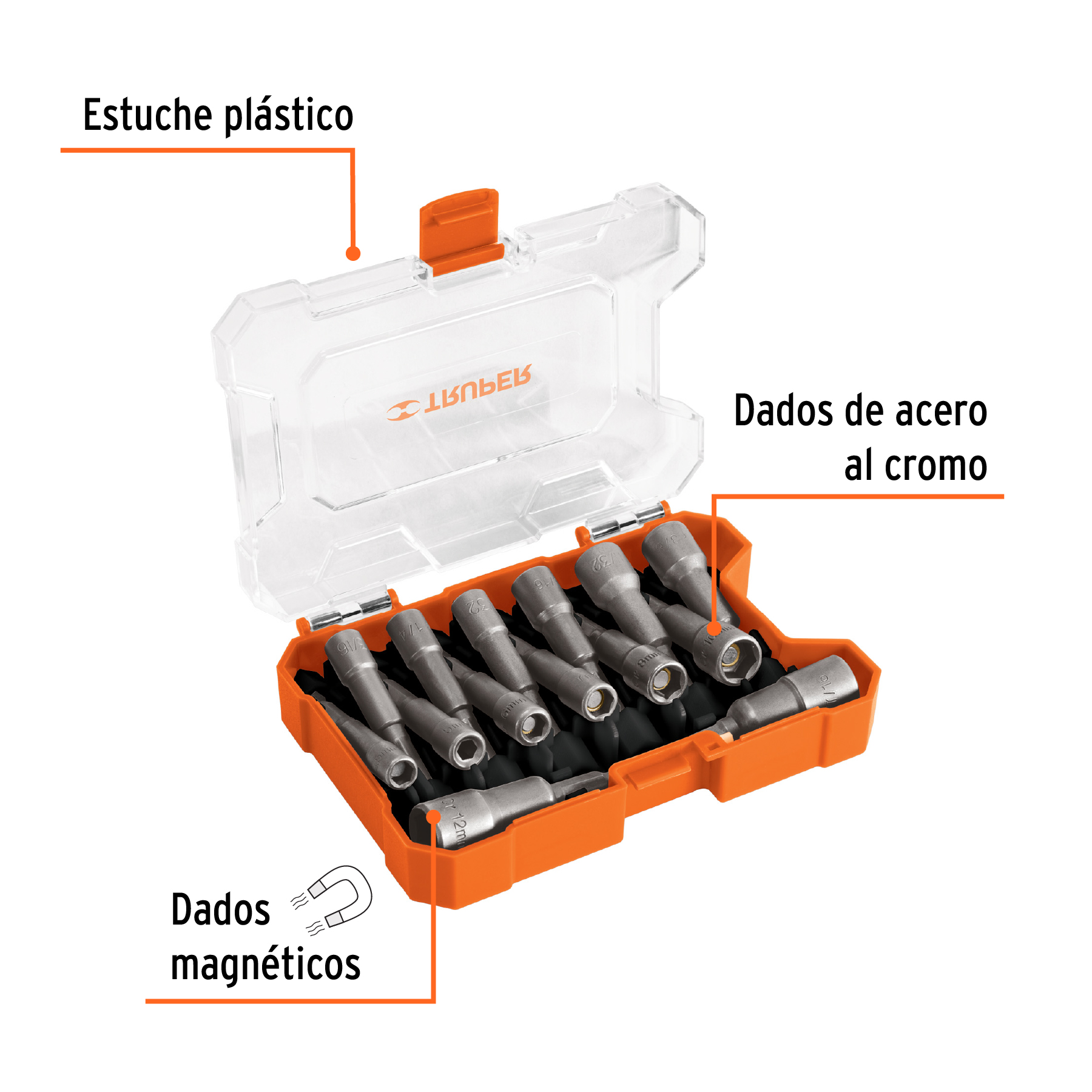 Juego de 14 dados magnéticos para taladro, TRUPER - Imagen 2