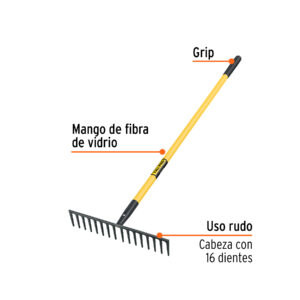 Alternative view of Rastrillo recto reforzado 16 dientes, mgo fibra d/vidrio 60'