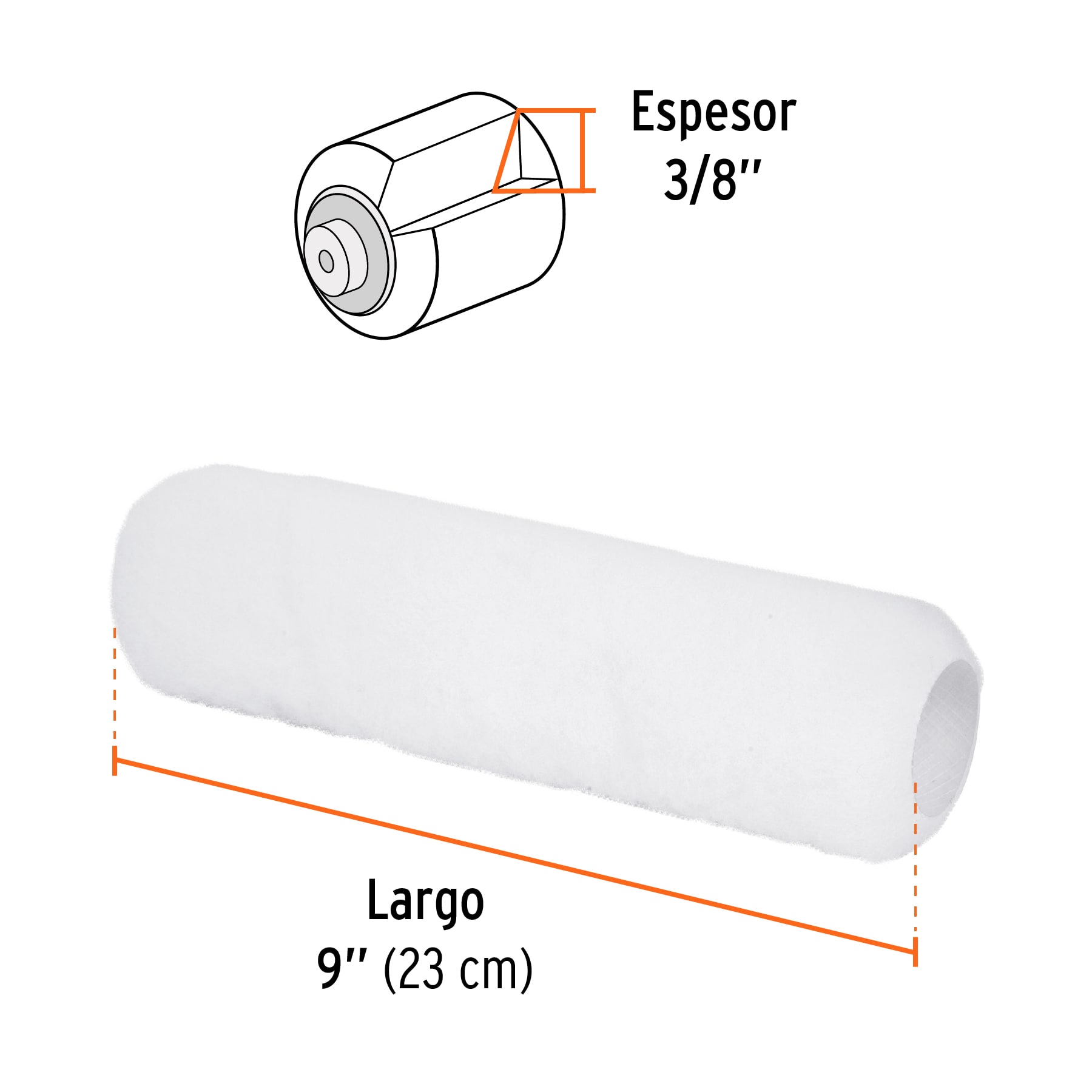 Felpa para rodillo 9 x 3/8' superficies lisas, TRUPER - Imagen 3