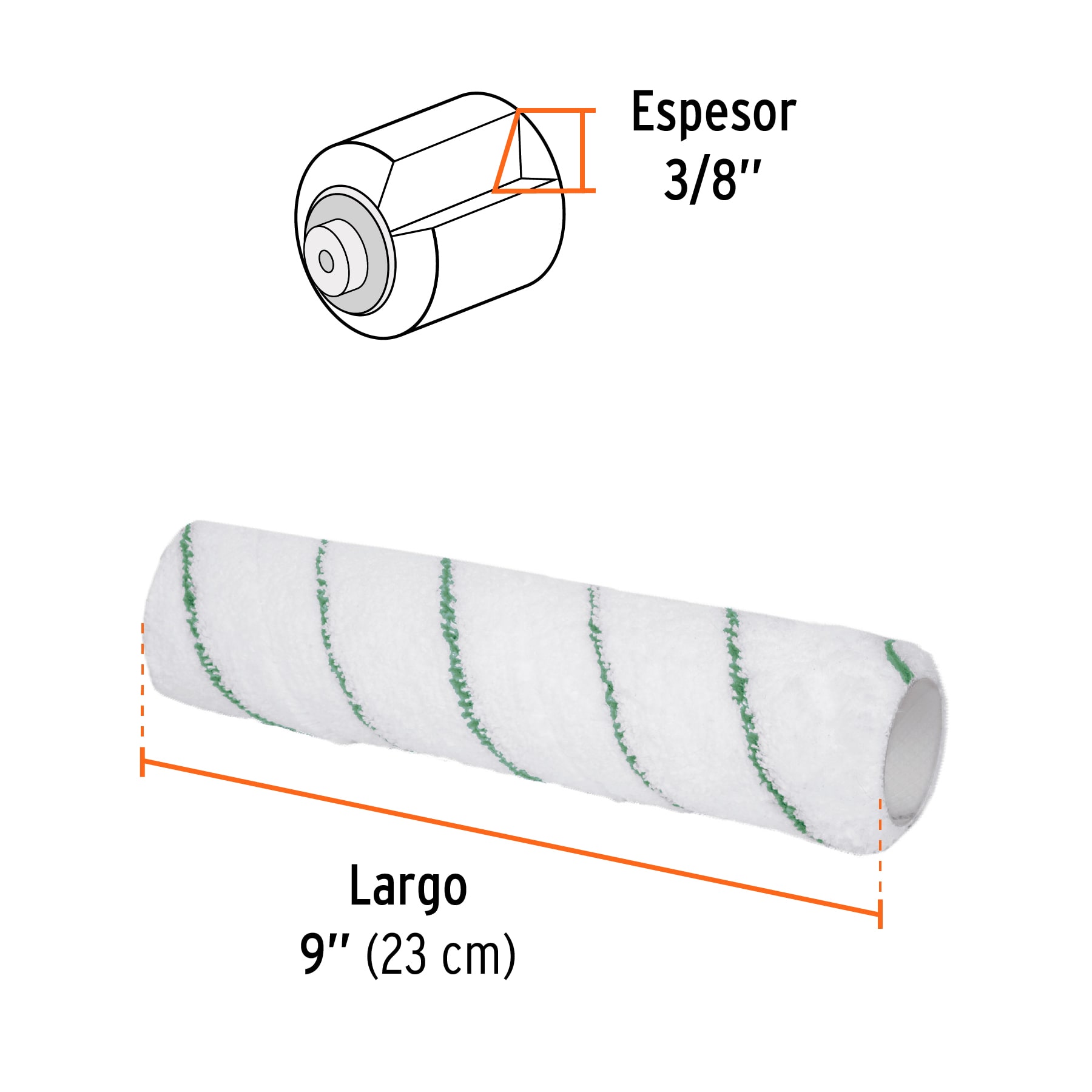 Felpa para rodillo 9x3/8' microfibra, superficie poco rugosa - Imagen 3