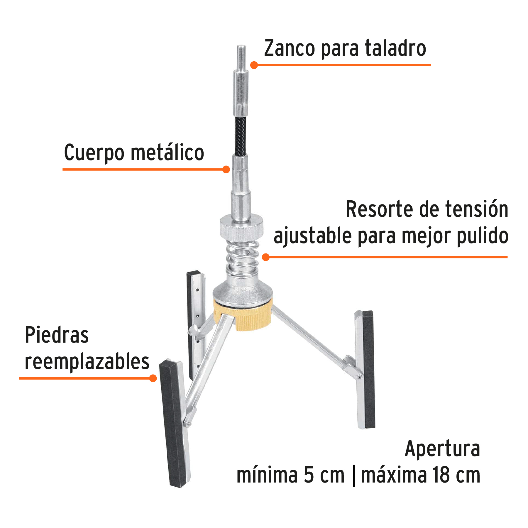 Bruñidora para cilindro de motor, 5 a 18 cm, TRUPER - Imagen 2