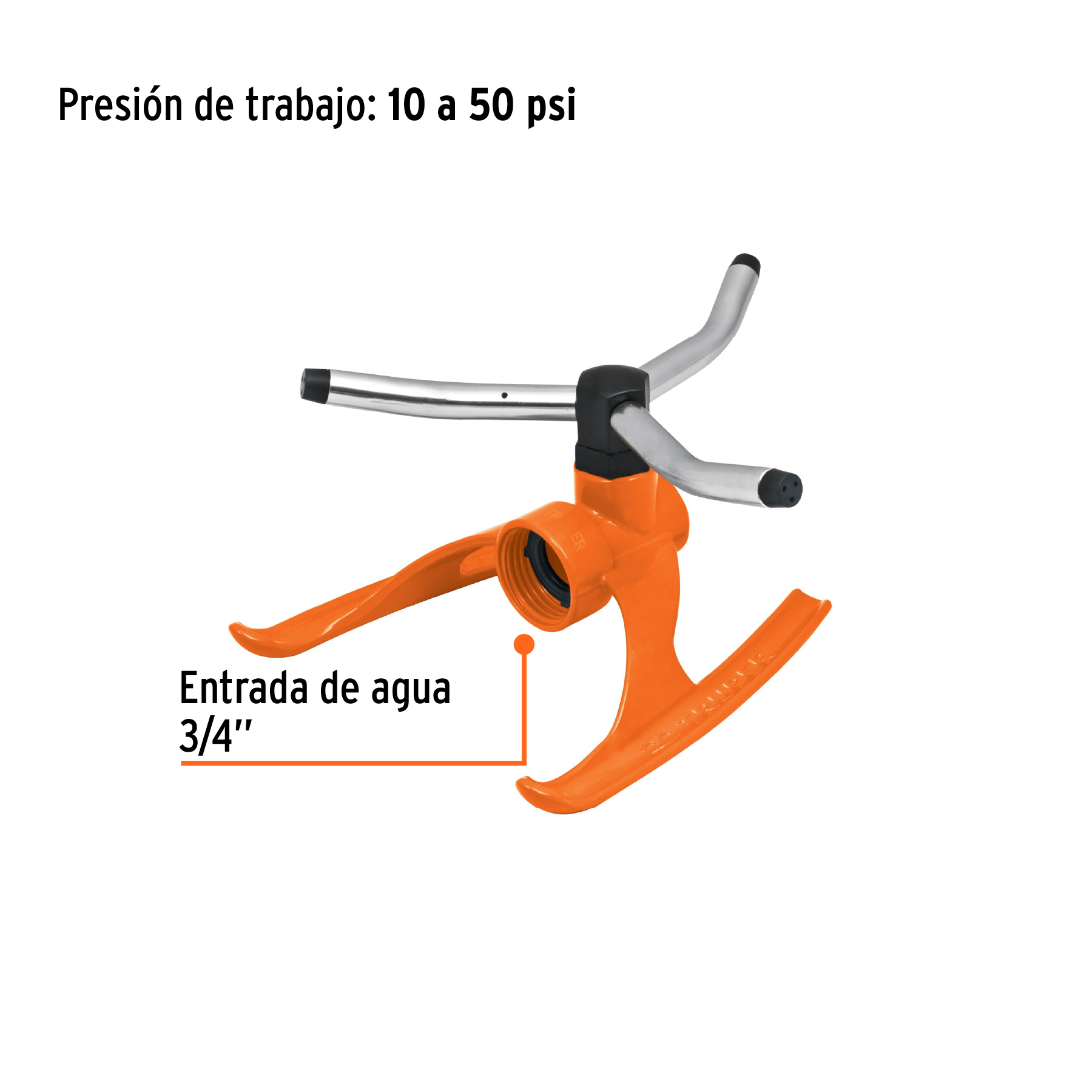 Aspersor b/metálica giratorio 3 brazos de aluminio, TRUPER - Imagen 3