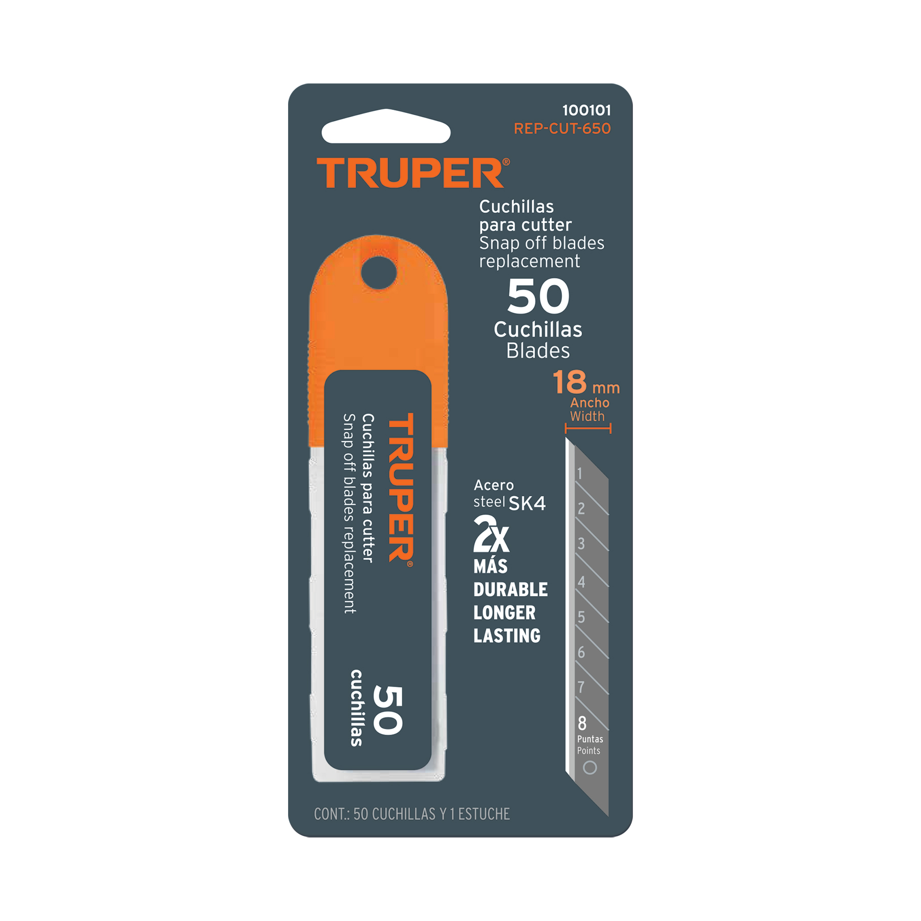 Estuche con 50 cuchillas SK4 de 18 mm para cutter, TRUPER - Imagen 2