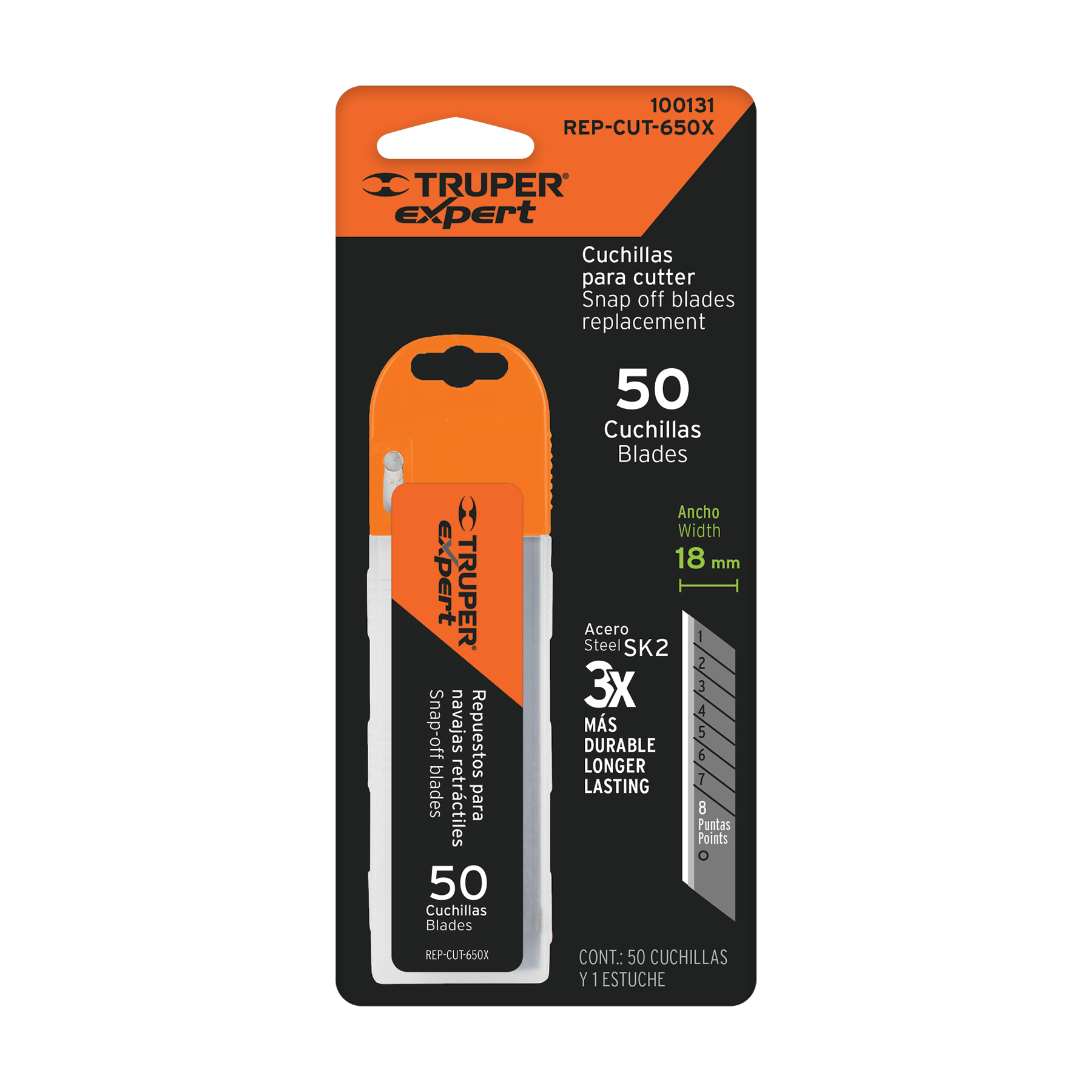 Estuche con 50 cuchillas SK2 de 18 mm para cutter, EXPERT - Imagen 9