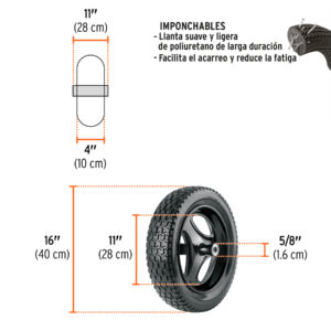Alternative view of Llanta completa imponchable 16', incluye eje y baleros