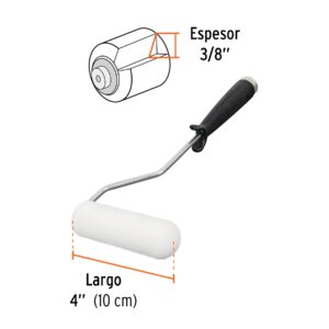 Mini Rodillo para pintar 4' x 3/8' de esponja, TRUPER - Imagen 3